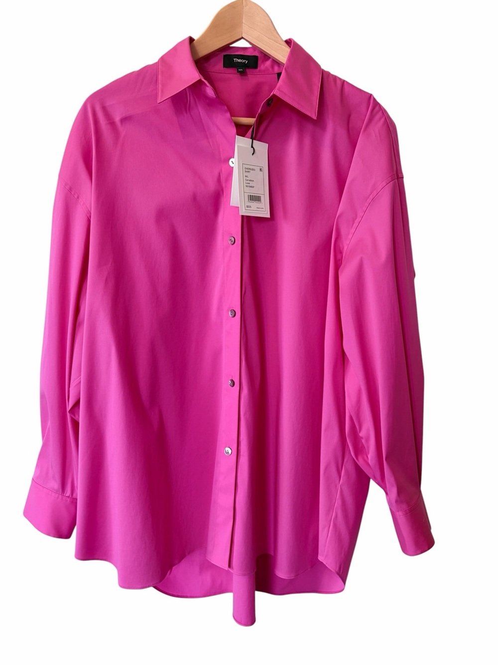 Theory Women's Oversized Shirt Carnation Luxe M/L original. $325